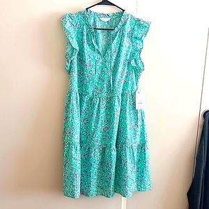 Large green flower print sundress